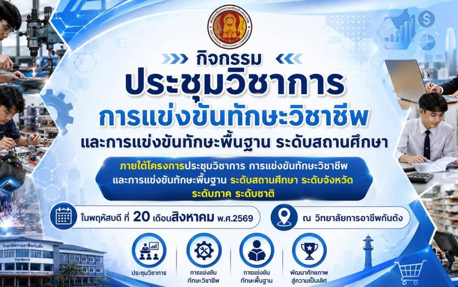  กิจกรรมการประชุมวิชาการ การแข่งขันทักษะวิชาชีพ และการแข่งขันทักษะพื้นฐาน ระดับสถานศึกษา ภายใต้โครงการฯ ระดับจังหวัด ระดับภาค ระดับชาติ